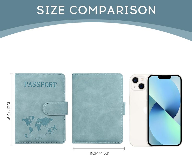 ILIYAH -Passport Cover-Passport Holder Travel Wallet-RFID Blocking Passport Case Travel Accessories Card Holder Wallet Unisex Travel Gifts(Blue) - Image 2